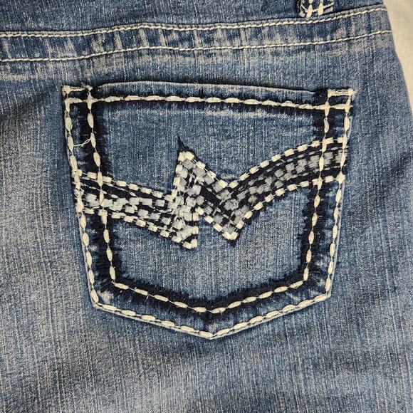 Vintage Y2K Revolt Embellished Faded Hippie Jeans Womens 14 Flare Wide Leg - Picture 5 of 9